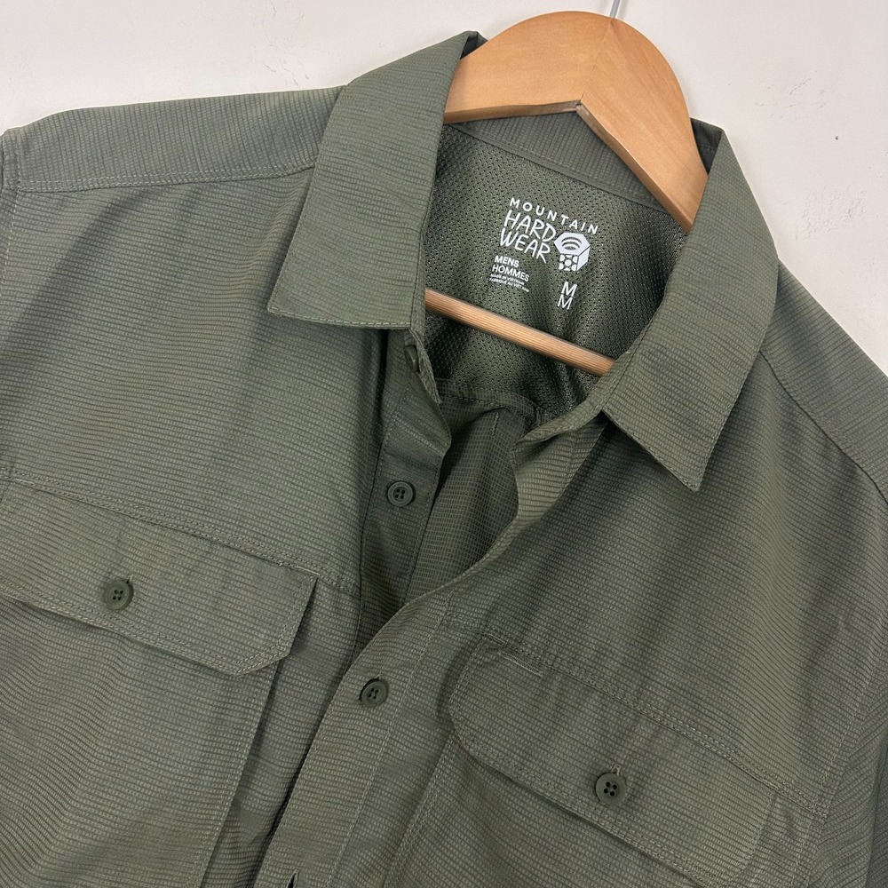 Mountain Hardwear Canyon Shirt Stone Green Short Sleeve Button Up Mens Medium